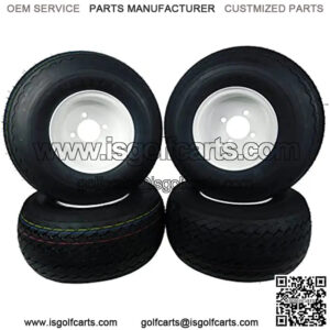 18x8.50-8 GTX OEM Golf Cart Wheels and Golf Cart Tires Combo - Set of 4 (18x8.5-8, White)