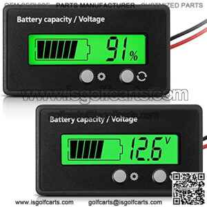 Battery Capacity Voltage Meter with Alarm and External Temperature Sensor 0 - 179??F Temperature Monitor 12V 24V 36V 48V 60V 72V Acid Battery Lithium Battery Gauge Meter for Most Cars(Green)
