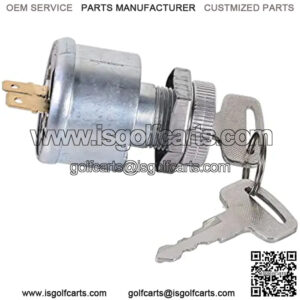 EZGO Golf cart Ignition Switch and Key 17421G1, 2 Prong 4 Key Free Terminals & Carabiner
