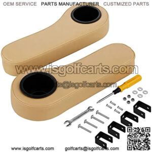 Golf Cart Armrest with Cup Holder for Club Car EZGO Yamaha No Drilling Rear Seat Arm Rests Brackets Include