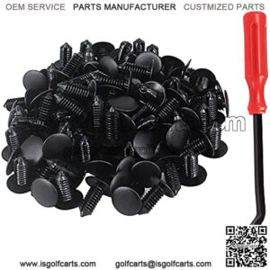 100 Pcs Nylon Fastener Push Pins Universal Fit Electric/Gas Yamaha Golf Cart X-Mas Club Car EZGO TXT RXV Tree Rivets Clips Replace# 1010434, 16816-G1, 16816-G2, 10-9150-NS, 90269-06028