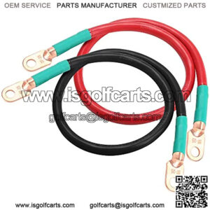 4AWG 25 inch Battery Inverter Cables Set for Car, Marine, Motorcycle, RV, Golf Cart, Solar (1 Black & 1 Red) - 4 Gauge 2 Feet with 5/16 Ring Terminals