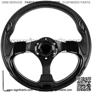 Golf Cart Steering Wheel with Ergonomic Design Universal Fit for Golf Cart Club Car EZGO RXV & TXT, Yamaha, Precedent Tempo, DS(All Black)