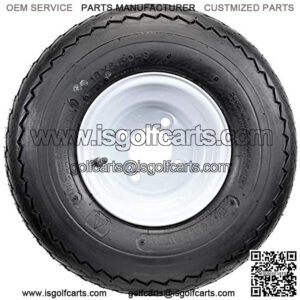 Four Golf Cart Tires & Rims 18 X 8.5 X 8 18-850-8 18X8.50-8 White 4 Lug Hole 18"