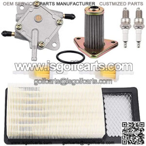 Tvent 72368G01 Air Filter w 26591G01 Oil Filter 72021-G01 Fuel Pump Replacement for EZGO TXT Medalist 4 Cycle 295cc 350cc Golf Cart with 72084-G01 Fuel Filter Spark Plug