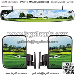 Golf Cart Mirrors Contains Folding Side Mirrors and Rear View Mirror Universal for Club Car DS Precedent/EZGO TXT RXV/Yamaha