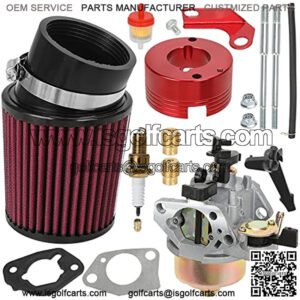 Upgrade Carburetor Carb Air Filter Adapter Jet Kit for Predator 301cc 420cc 13hp 15hp GX340 GX390 389cc Stage 1 Mini Bike Parts Go Kart Golf Cart Mud Boats Lawnmower Pressure Washer OHV Engine