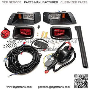 LED Headlights and Tail Light Kits for EZGO TXT 1996-2013 Gas & Electric Carts, 12V Street Legal Lights Kit with Turn Signal Wiring Harness