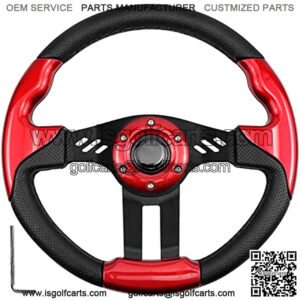 Golf Cart Steering Wheel with Ergonomic Design Universal Fit for Golf Cart Club Car EZGO RXV & TXT, Yamaha, Precedent Tempo, DS(Red)