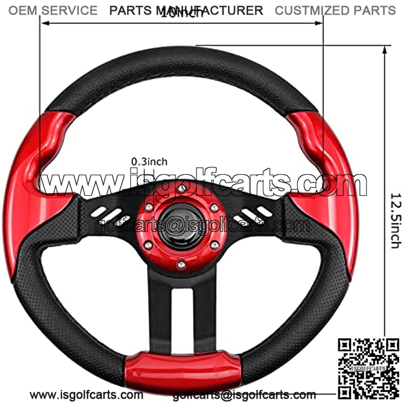 Golf Cart Steering Wheel with Ergonomic Design Universal Fit for Golf Cart Club Car EZGO RXV & TXT, Yamaha, Precedent Tempo, DS(Red) - Image 2