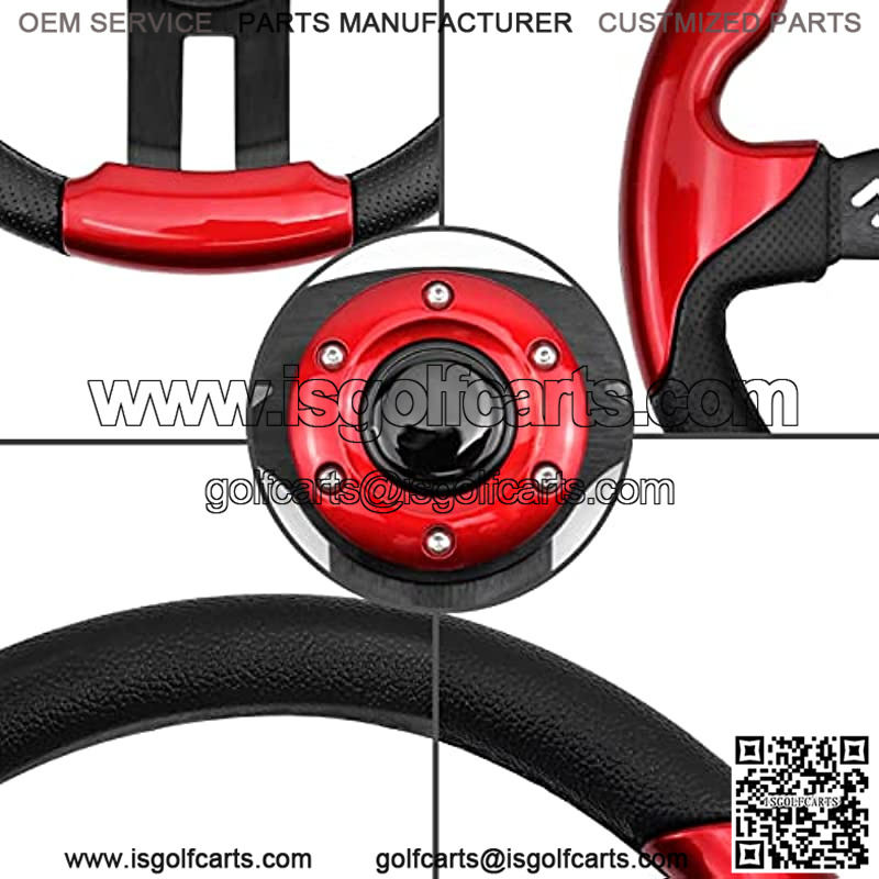 Golf Cart Steering Wheel with Ergonomic Design Universal Fit for Golf Cart Club Car EZGO RXV & TXT, Yamaha, Precedent Tempo, DS(Red) - Image 3