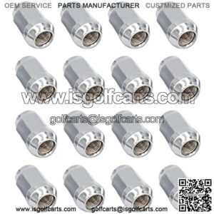 Golf Cart Chrome Lug Nuts fits Yamaha/GEM Models 12MMx1.25-Pack of 16