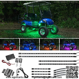 12pc Million Color LED Golf Cart Underglow Accent Neon Lighting Kit with Wheel Well & Interior Lights for EZGO Yamaha Club Car - Fits Electric & Gas Golf Carts - Water Resistant