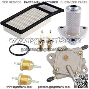 72368G01 Air Filter 26591G01 Oil Filter 72084-G01 Fuel Filter 72021-G01 Fuel Pump Spark Plug Kit Replacement for EZGO TXT, Medalist 4 Cycle 295cc / 350cc Golf Cart 1994-2003 Replacement Parts