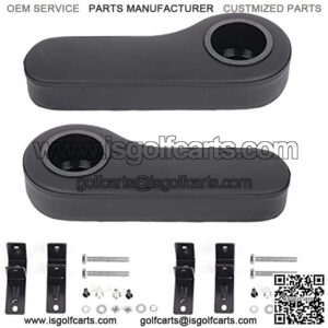 Golf Cart Armrest Fit for Golf Cart Rear Seat Arm Rest with Cup Holder No Drilling Required Fits for Universal E-Z-GO Club Car Yamaha Cushman Black (Pair of 2)