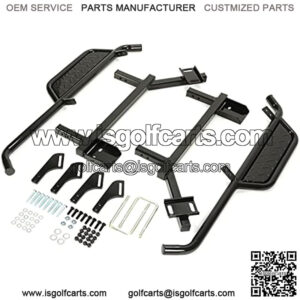 Left + Right Nerf Bars Compatible with 2004-2022 Club Car Precedent Gas or Electric Black Steel Running Boards Set of 2