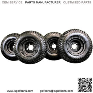 8" MATTE BLACK STEEL GOLF CART WHEELS AND 18X8.50-8 TURF 4 PLY TIRES (SET OF 4) *Due to supply, we may substitute 18x9.50 tires*