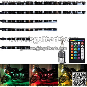 6Pcs RGB Motorcycle LED Light Kit Waterproof Multi-Color Neon Atmosphere LED Underglow Lights with Dual RF Remote Control for Golf Cart Motorcycle Harley Davidson Kawasaki Suzuki