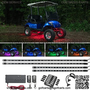 4pc Expandable Million Color LED Electric Golf Cart Underglow Accent Neon Lighting Kit Compatible with EZGO Yamaha Club Car - Fits 36/48/72-Volt Electric Golf Carts - Built-in Voltage Reducer