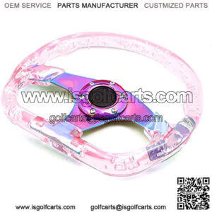 Aluminum Spoke Steering Wheel, Grip Wrapped with Acrylic,Universal Sports Style D-Shaped Steering Wheel for Club Car, Golf Cart,RZR,etc (Pink)