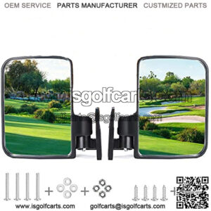 Universal Golf Cart Side Mirrors for Club Car, EZGO, Yamaha, Folding Side View Mirror Extra Wide 180 Degree Large Panoramic Mirrors