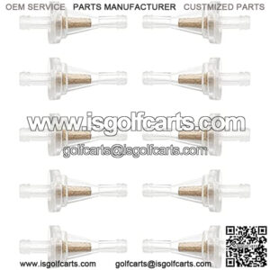 10Pcs 1/4 Inch Motorcycle Clear Gas Inline Fuel Filter Replacement for Dirt Bike ATV UTV Snowmobile Golf Cart Kawasaki John Deere EZGO with 1/4 Inch Lines