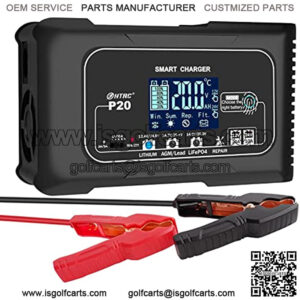 20-Amp Smart Battery Charger,Lithium,LiFePO4,Lead-Acid(AGM/Gel/SLA..) Car Battery Charger,Trickle Charger, Maintainer/deep Cycle Charger,12V/20A and 24V/10A,for Boat,Motorcycle,Lawn Mower,Golf cart..