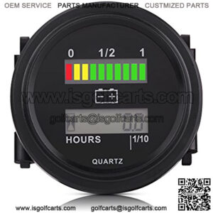 Battery Indicator Hour Meter, 12V/24V/36V/48V/72V LED Digital Battery Indicator Gauge with Hour Meter for Golf Cart