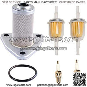 Fuel Filter Spark Plug Oil Filter O-Ring Kit Compatible with EZGO TXT Medalist 4 Cycle 295/350cc Gas Golf Cart 1991-2008 Replacement 26591G01