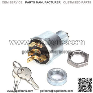Golf Cart Ignition Switch for EZGO 1968-up with Factory Lights Gas & Electric, 3-Way 4-Terminal with 2 Standard Keys, OEM# 33639-G01 33639G01