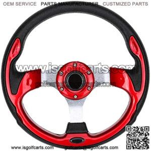 Universal 12.5 inch Golf Cart Steering Wheel for EZGO TXT RXV, Club Car DS Precedent, Yamaha G29 Drive and others - Ruby Red