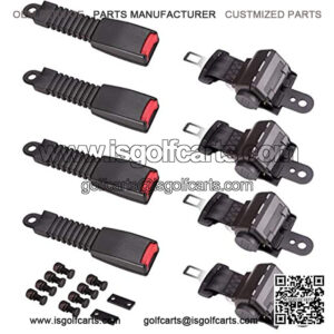 4PCS Universal Retractable Front Rear Golf Cart Seat Belt Kit for EZGO, Yamaha, Club Car