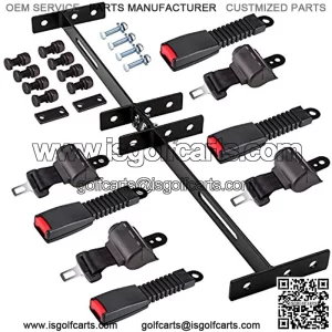 4PCS Universal Retractable Golf Cart Seat Belt Kit with Bracket for EZGO, Yamaha, Club Car