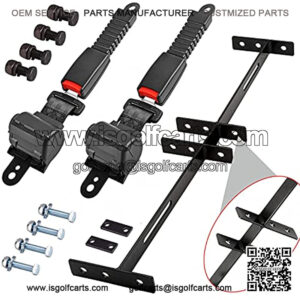 Golf Cart Seat Belts Bracket Kit for EZGO, Club Car, Yamaha 42" Universal Seat Belts with Buckles - One Piece Solid Design