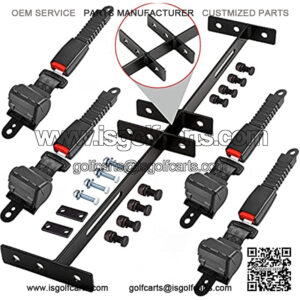 Golf Cart Seat Belt Kit with Bracket/Bar for Club Car Yamaha - Upgrade One Piece Solid Design/More Sturdy and No Rattles