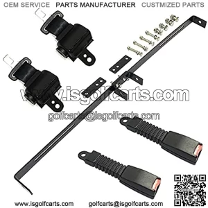2 Passenger Universal Retractable Seat Belt Kit with 35" x 6.9" Belts Bracket, 42" Belts Bracket Kits for EZGO, Yamaha, Club Car