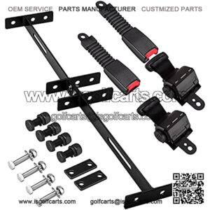 Golf Cart Seat Belts Bracket Kit for TXT/Club Car DS/Yamaha 47.64" Seat Belts with Buckles(2 Set Seat Belts)