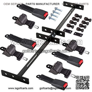 Universal 4 Passenger(2+2) Retractable Front Rear Golf Cart Seat Belt Kit for EZGO, Yamaha, Club Car