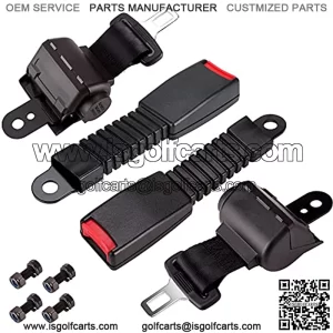 2PCS Universal Retractable Front Rear Golf Cart Seat Belt Kit for EZGO, Yamaha, Club Car