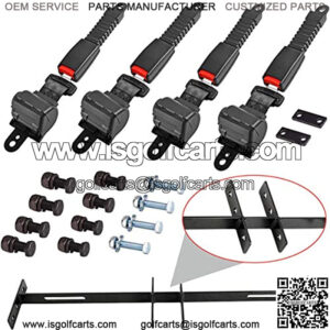 Golf Carts 4 Sets Retractable Belt Kits with Bracket/Bar Kit for EZGO Yamaha Club Car - Integrated Design/Not Cut Off
