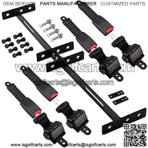 Universal Golf Cart Seat Belts 4 Retractable Belts Max Length 47" and 35 x 6.9 Inch Belts Bracket Kit Fits EZGO TXT Yamaha Club Car DS(NOT FIT 2 Passenger Club Car Precedent Yamaha G29 Drive EZGO RXV)