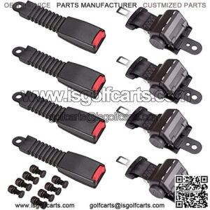 Universal Retractable Front Rear Golf Cart Seat Belt Kit for EZGO, Yamaha, Club Car
