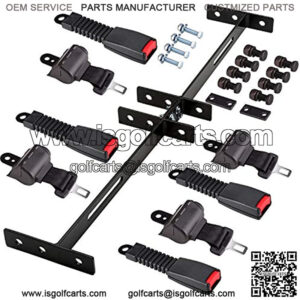 Universal 4 Passenger(2+2) Golf Cart Seat Belt Kit for EZGO, Yamaha, Club Car, Fits Front Rear Seat with Bracket