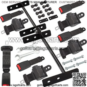 Universal Golf Cart Seat Belts 4 Retractable with Bracket Kit for EZGO TXT, Yamaha, Club Car DS