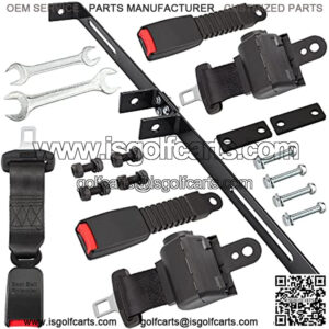 Golf Cart Seat Belts Bracket Kit, 2pcs Universal Retractable Golf Cart Seat Belt Kit Fits Club Car, EZGO, Yamaha