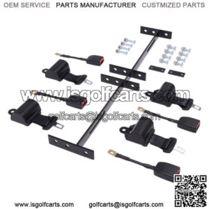 4PCS Golf Cart Seat Belt & Bracket Kit for EZGO Yamaha Club Car Retractable