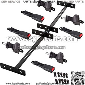 Universal 4 Passenger Retractable Seat Belts and Bracket Kit for Club Car,EZGO Yamaha etc. Golf Cart