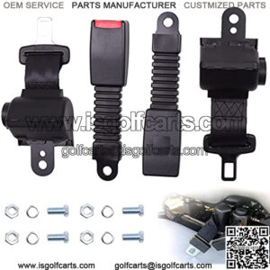 2 PC Retractable Golf Cart Seat Belts Kit fit for EZGO, Yamaha, Club Car