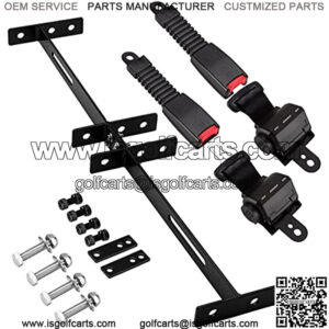 Golf Cart Seat Belts Bracket Kit for EZGO TXT/Club Car DS/Yamaha 47.64" Retractable Seat Belts with Buckles(2 Set Seat Belts)