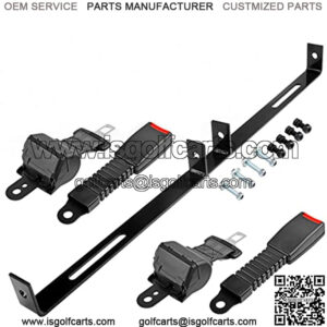 Golf Cart Seat Belt Mounting Bracket Kit with 42" Universal Retractable Seat Belts with Buckles for EZGO, Club Car, Yamaha, One Piece Solid Design/Upgrade Heavy Duty/More Sturdy